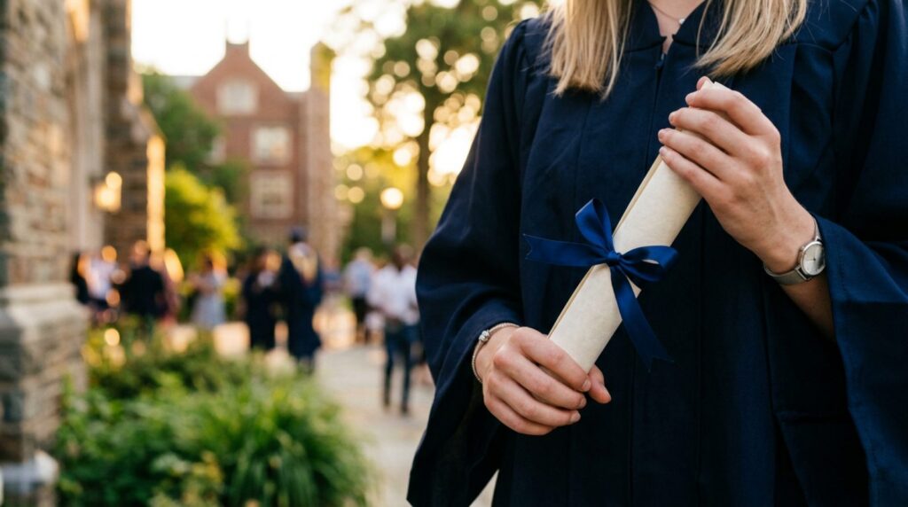 Graduate holding a diploma that needs a Texas apostille