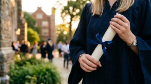 Graduate holding a diploma that needs a Texas apostille