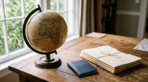 Globe and passport for apostille vs authentication for international documents