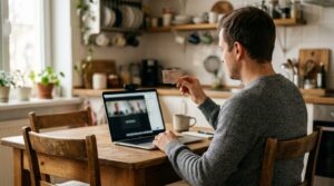 Signer showing ID on a video call during an online notary appointment
